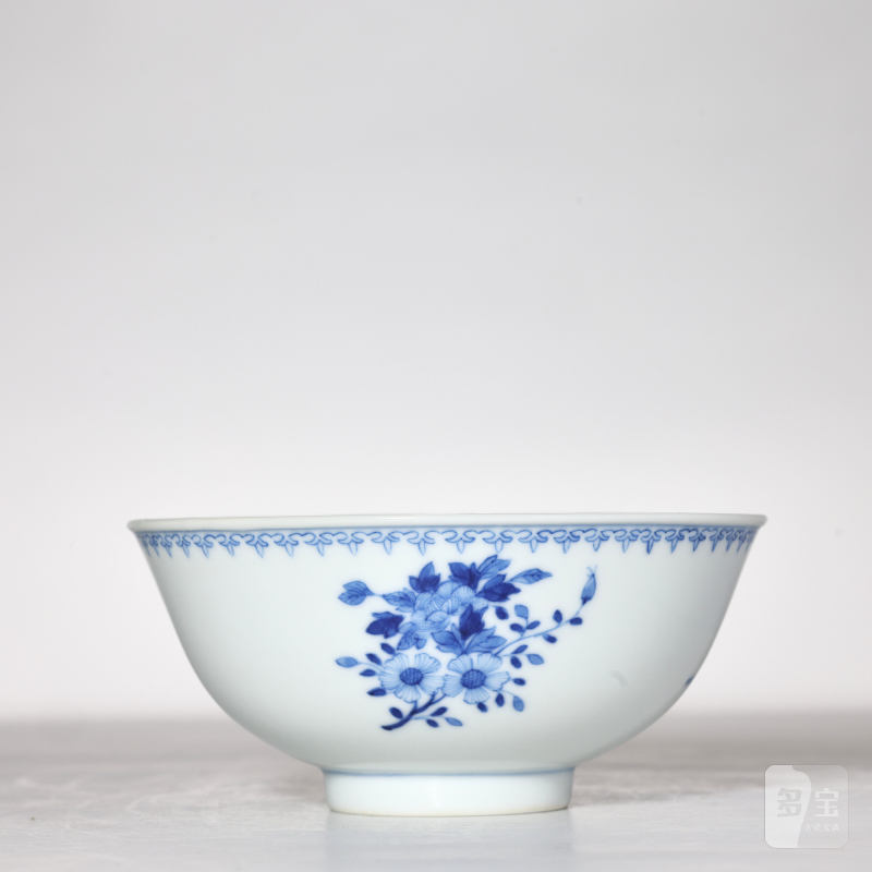 清光绪 青花花卉纹碗 - 图4